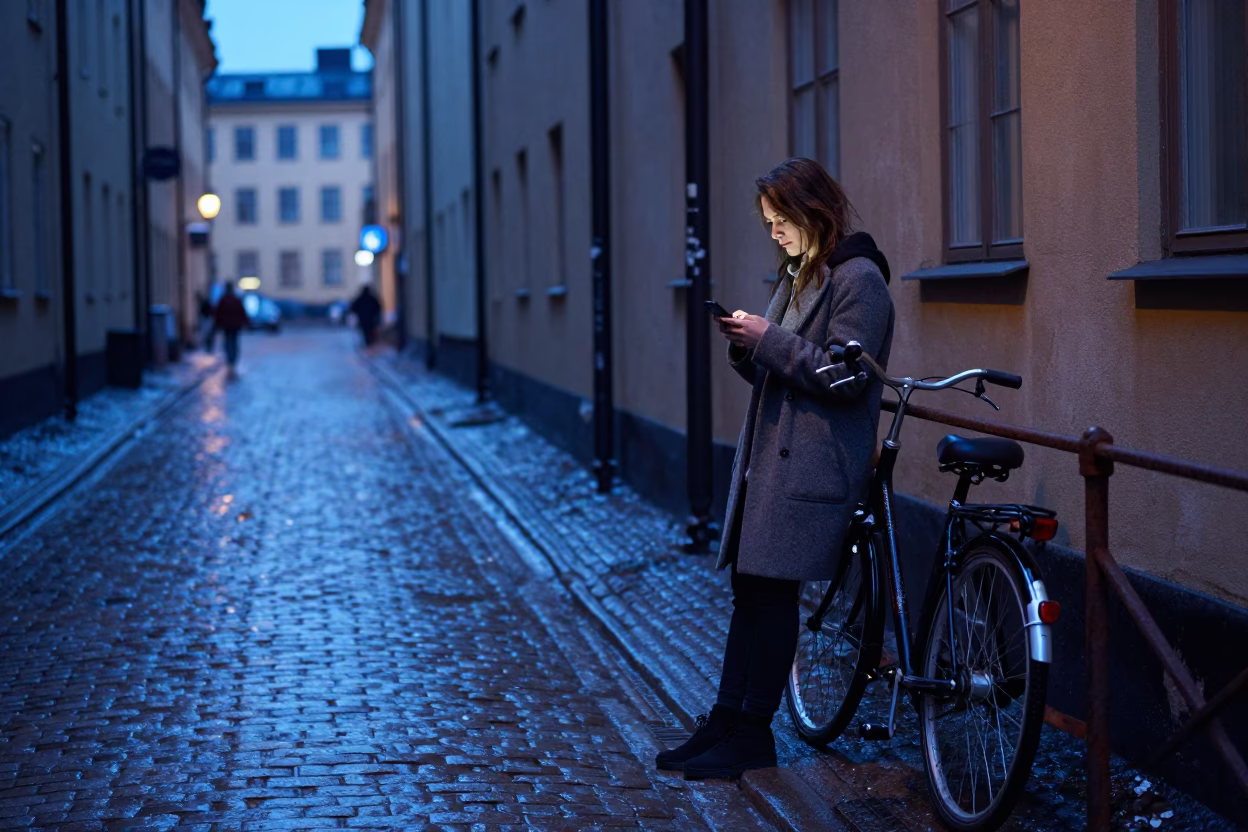 Checking Phone in Stockholm in in Stockholm, Sweden