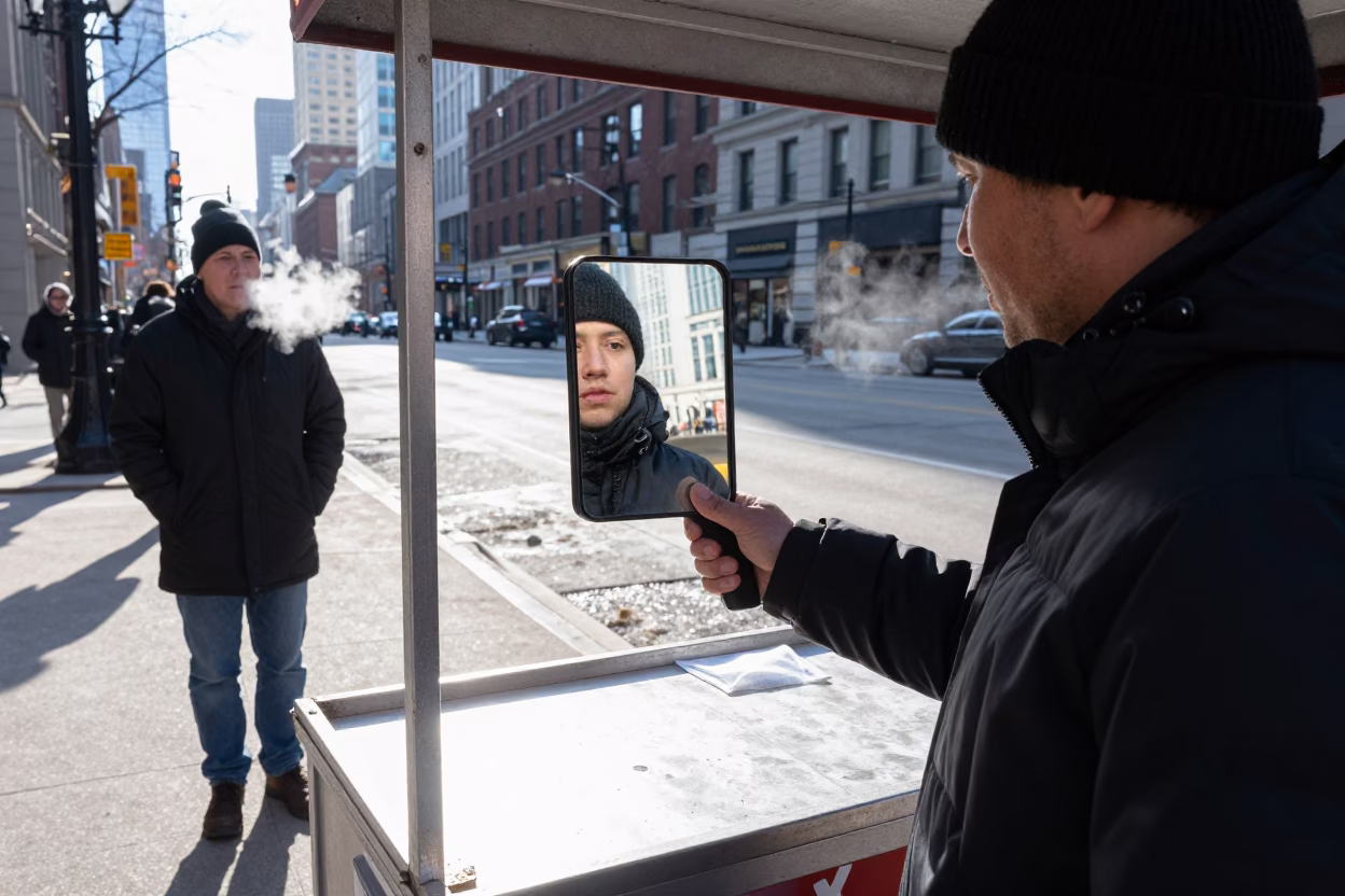 Checking Reflection in Chicago in in Chicago, Illinois, United States