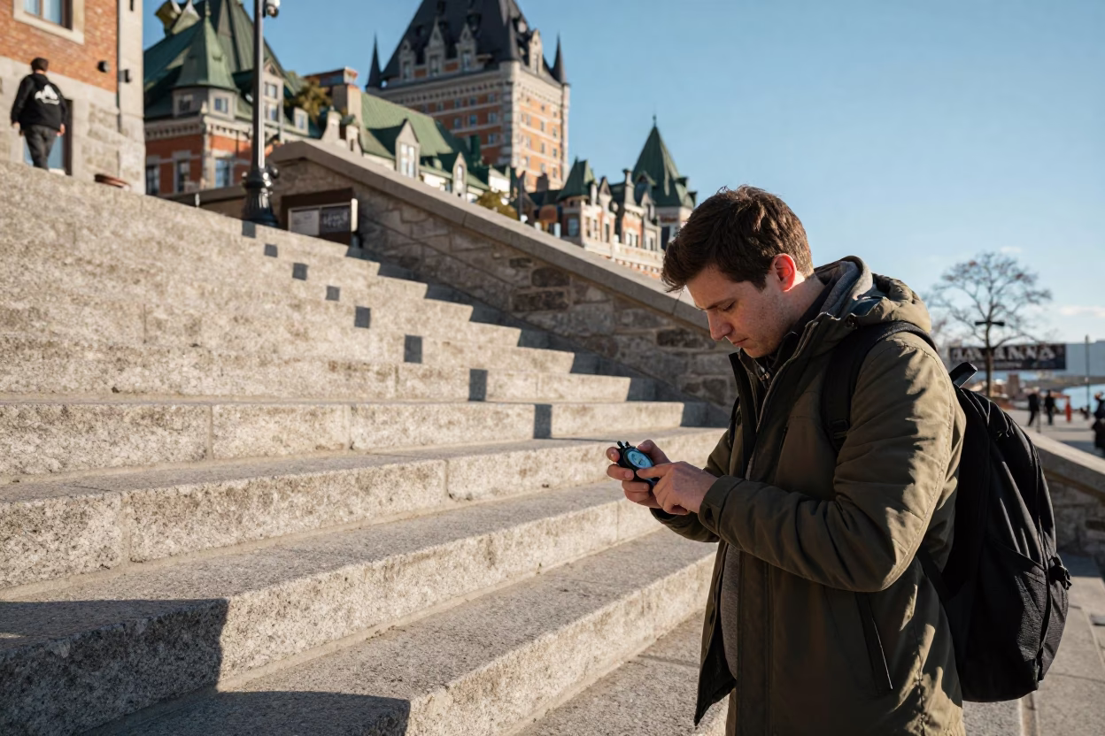 Checking Stopwatch in Quebec City in in Quebec City, Quebec, Canada
