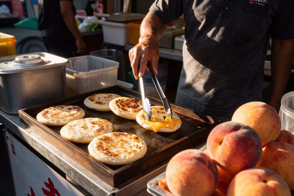 Cheese Arepas in Taipei at The Late Afternoon Light in in Taipei, Taiwan