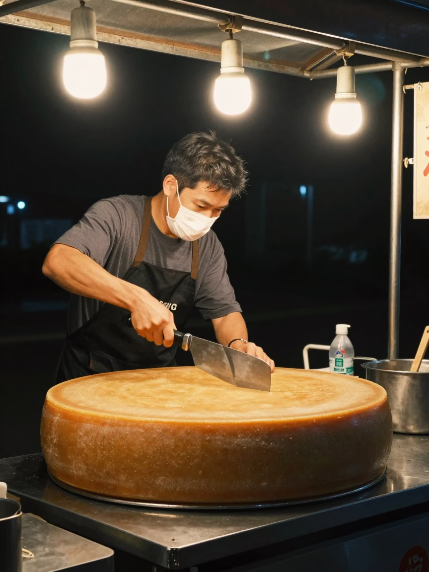 Cheese Wheel in Tainan at The Deepest Night Sky Light in in Tainan, Taiwan