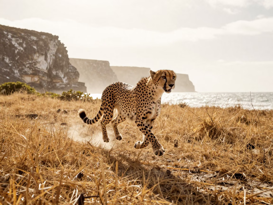 Cheetah Sprinting Low Angle Jamaica in in Jamaica
