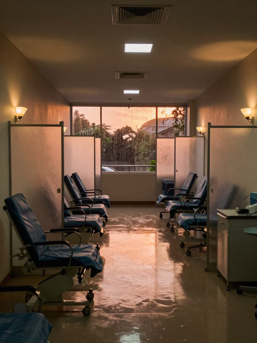 Chemo Chair Tote in Jakarta Sunset Light in inside an imaging suite in Sudirman, Jakarta