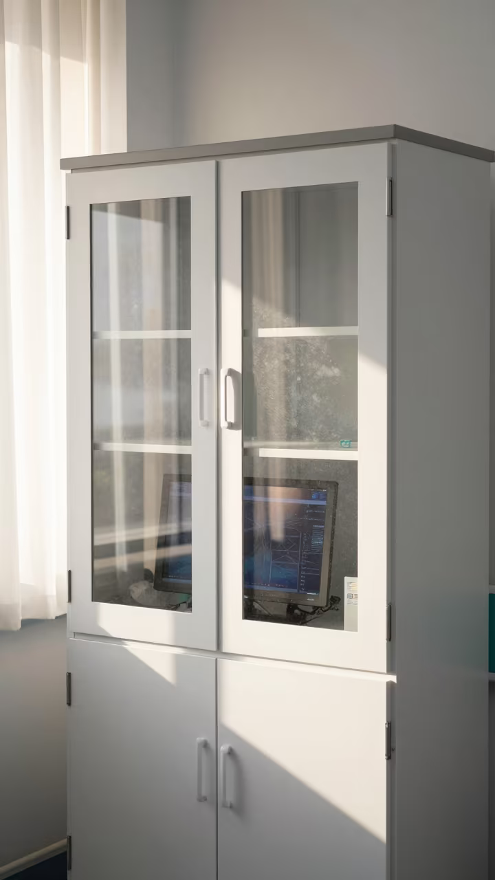 Chemo spill kit cabinet under monitor glow in at a nurse station under monitor glow near Stoke-on-Trent