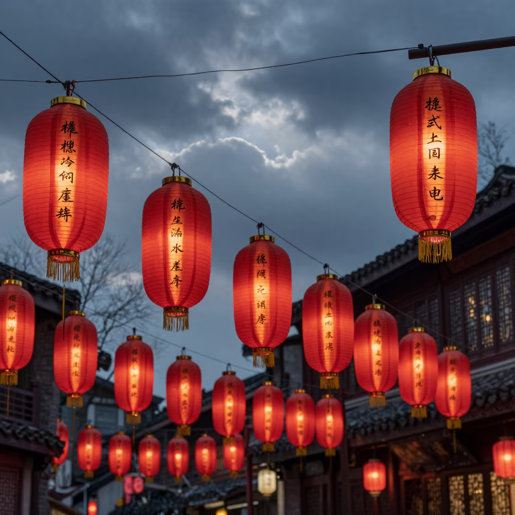 Chengdu Lantern Festival Riddles in Predawn in at a festival street procession in Chengdu