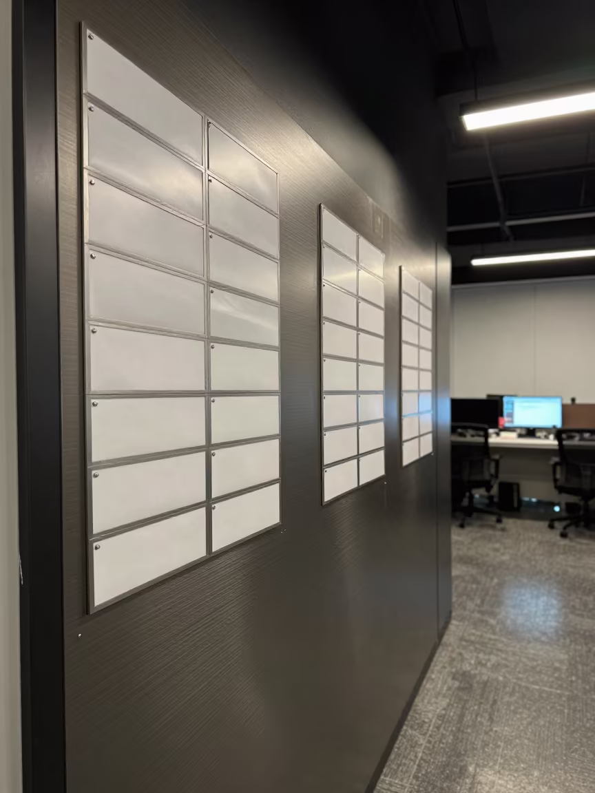 Chengdu Office Seating Chart Magnet Board in inside an open-plan office bay in Chengdu