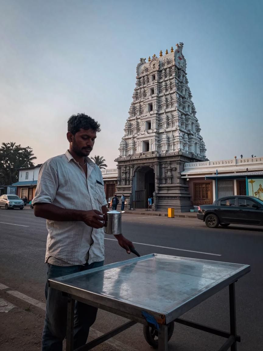 Chennai Metal Tin at Sunrise Light in in Chennai, India
