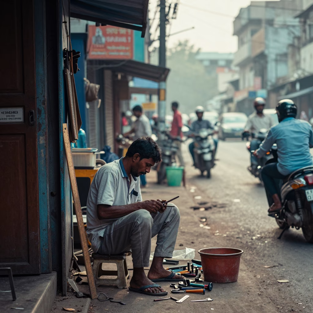 Chennai Repairing Tools at Early Morning Light in in Chennai, India