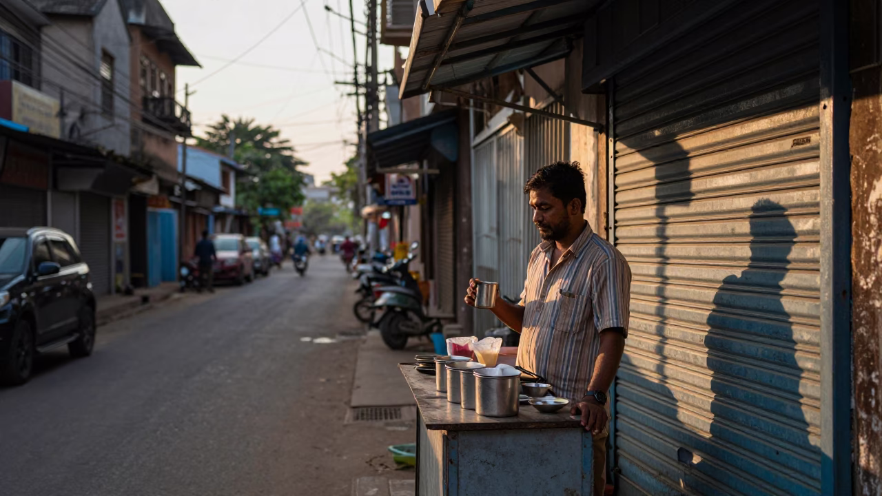 Chennai Street Scene at First Light Of Dawn in in Chennai, India