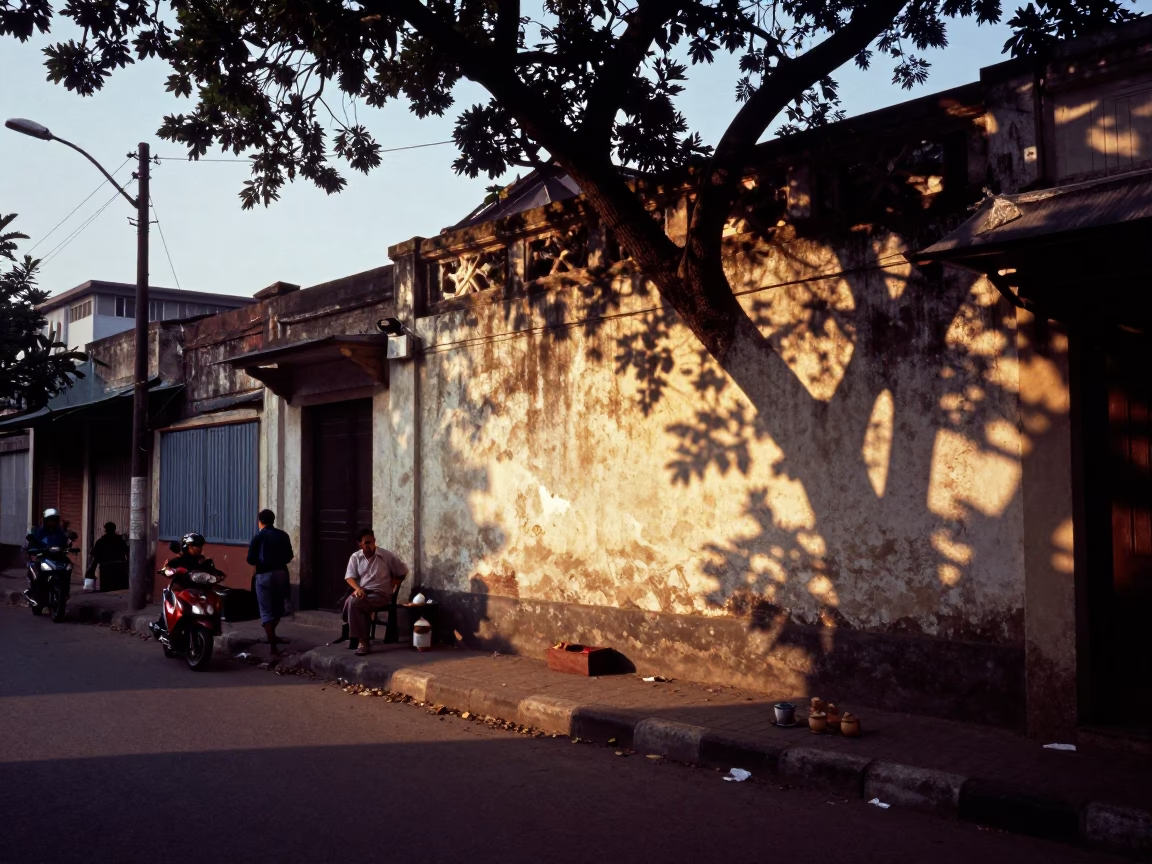 Chennai Street Scene at The Early Evening Light in in Chennai, India