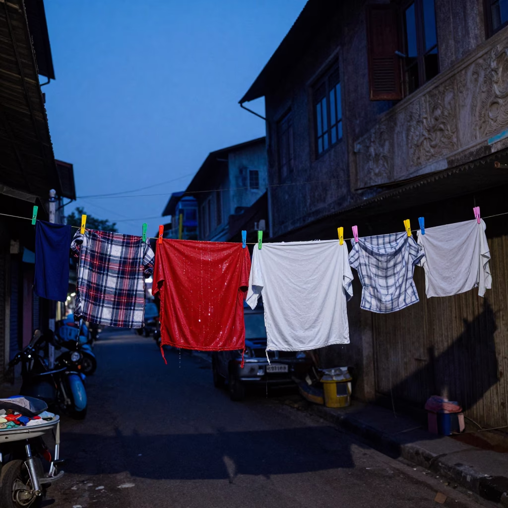 Chennai Street Scene at The Still Hours Before Dawn Light in in Chennai, India