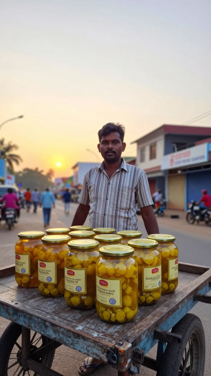Chennai Vendor Portrait at Golden Hour in in Chennai, India
