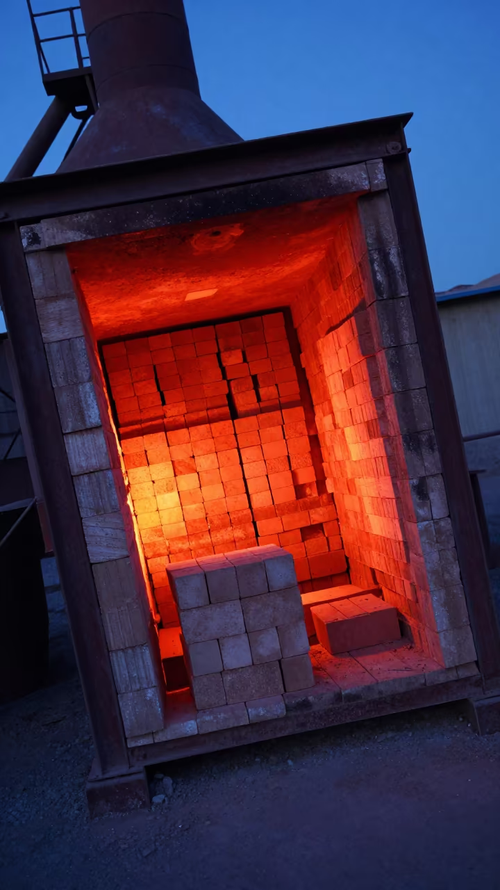 Cherry Red Kiln Interior Near Blast Furnace Tiaret in beside a blast furnace near Tiaret