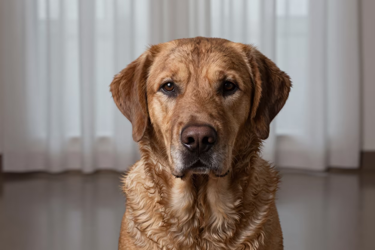 Chesapeake Bay Retriever Portrait in Saharsa Studio in in a quiet portrait studio with a plain backdrop and eye-level framing in Saharsa
