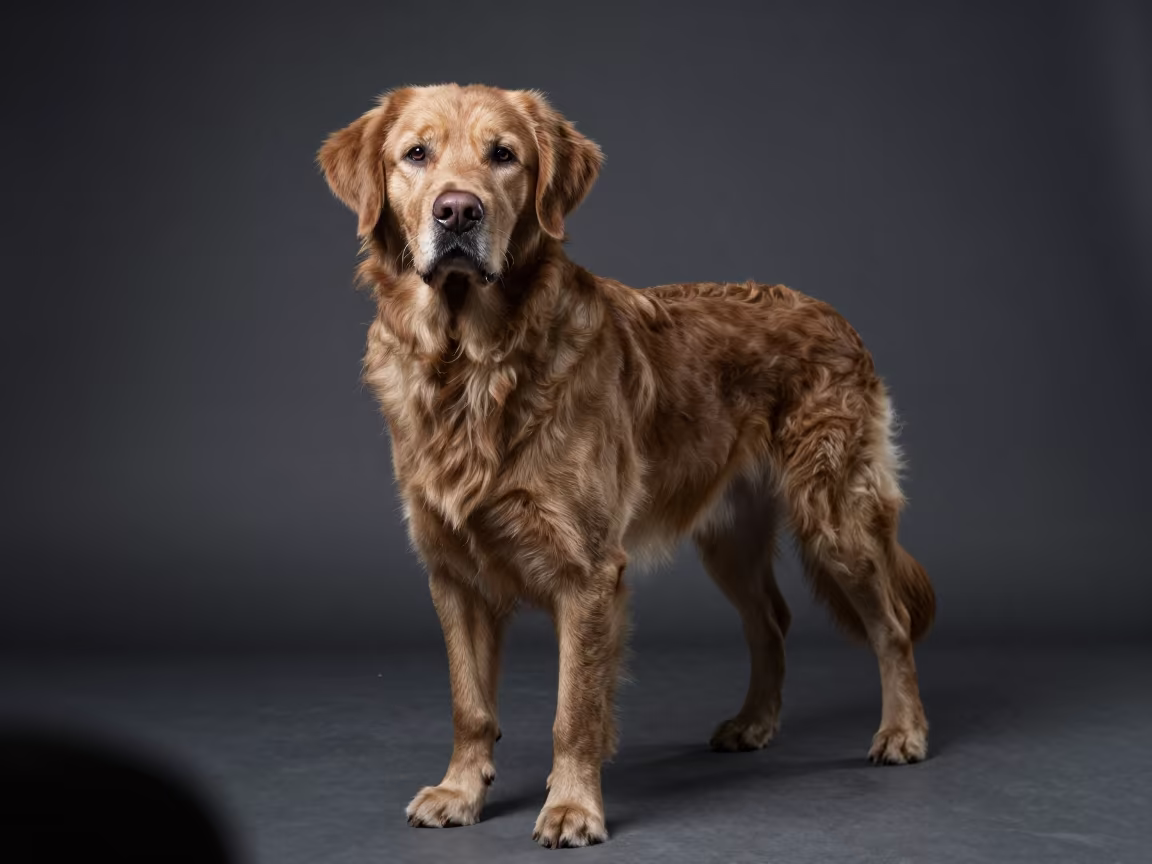 Chesapeake Bay Retriever Portrait in Studio in in a quiet portrait studio with a plain backdrop and eye-level framing near Torun
