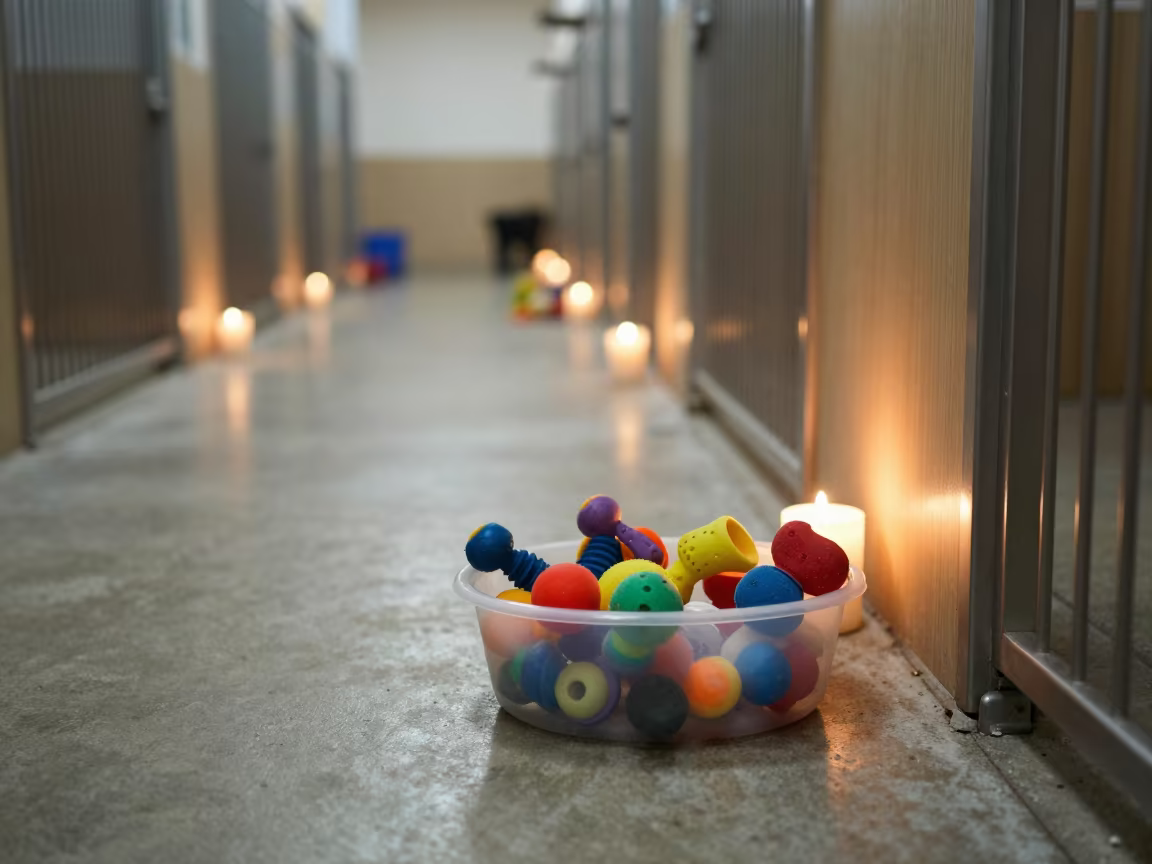 Chew Toy Tub in Winter Kennel Corridor Sylhet in in a boarding kennel corridor near Sylhet