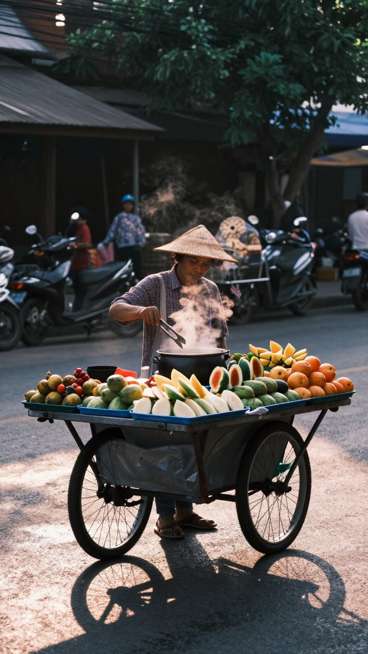 Chiang Mai Arranging Fruit in in Chiang Mai, Thailand