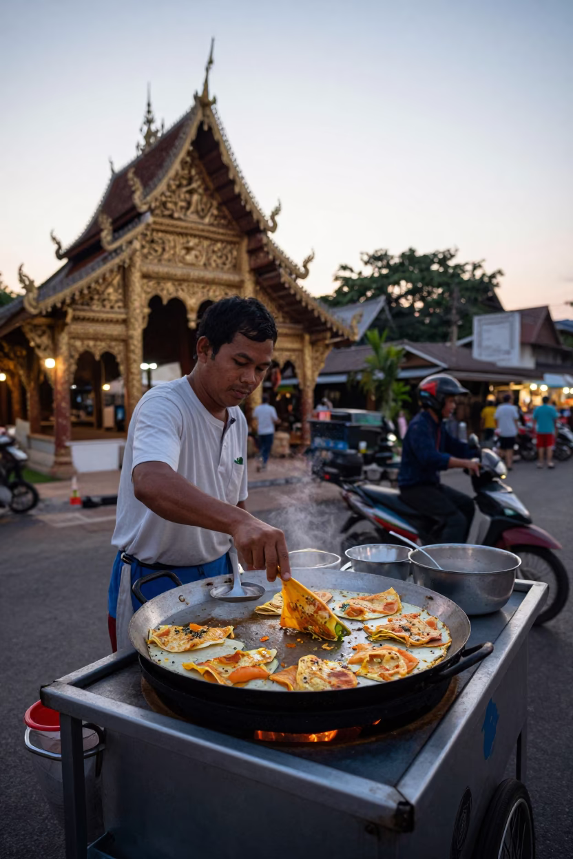 Chiang Mai Local Cuisine at The Early Evening Light in in Chiang Mai, Thailand