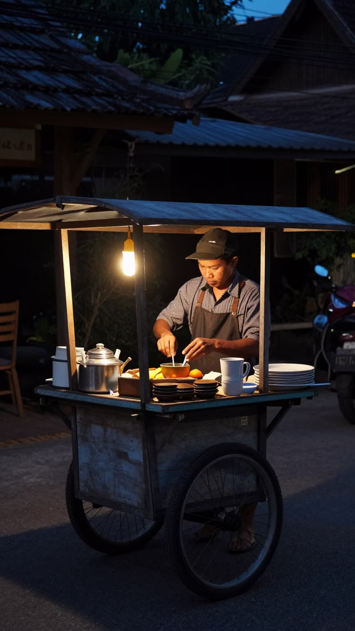 Chiang Mai Morning Tea at The Predawn Darkness Light in in Chiang Mai, Thailand