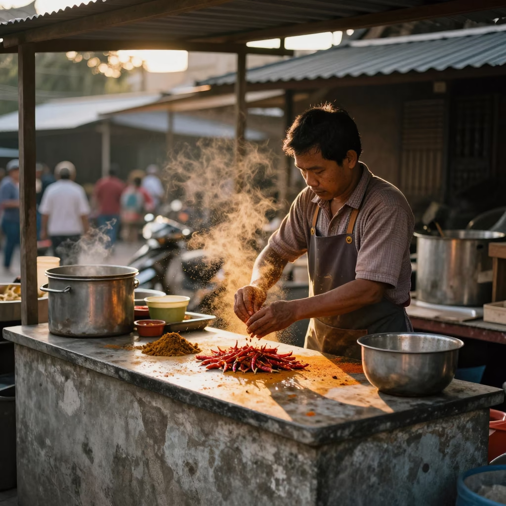 Chiang Mai Pounding Spices in in Chiang Mai, Thailand