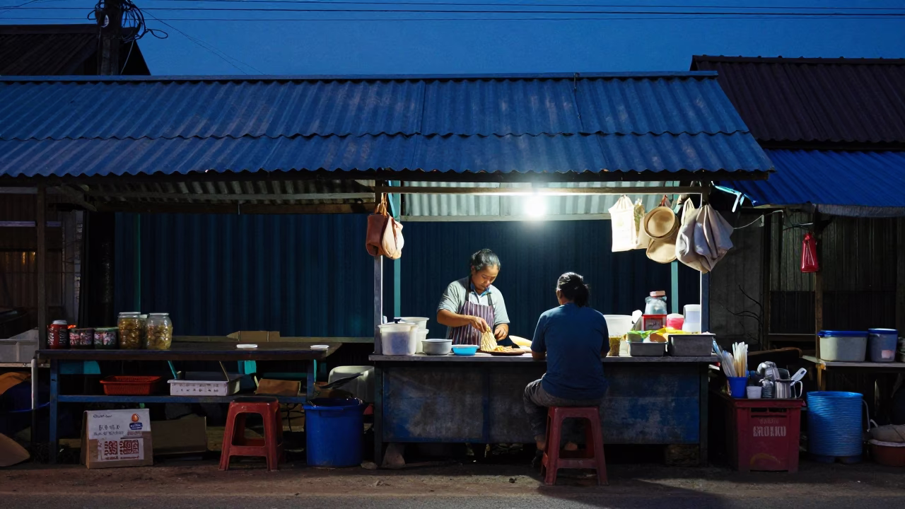 Chiang Mai Preparing Noodles in in Chiang Mai, Thailand