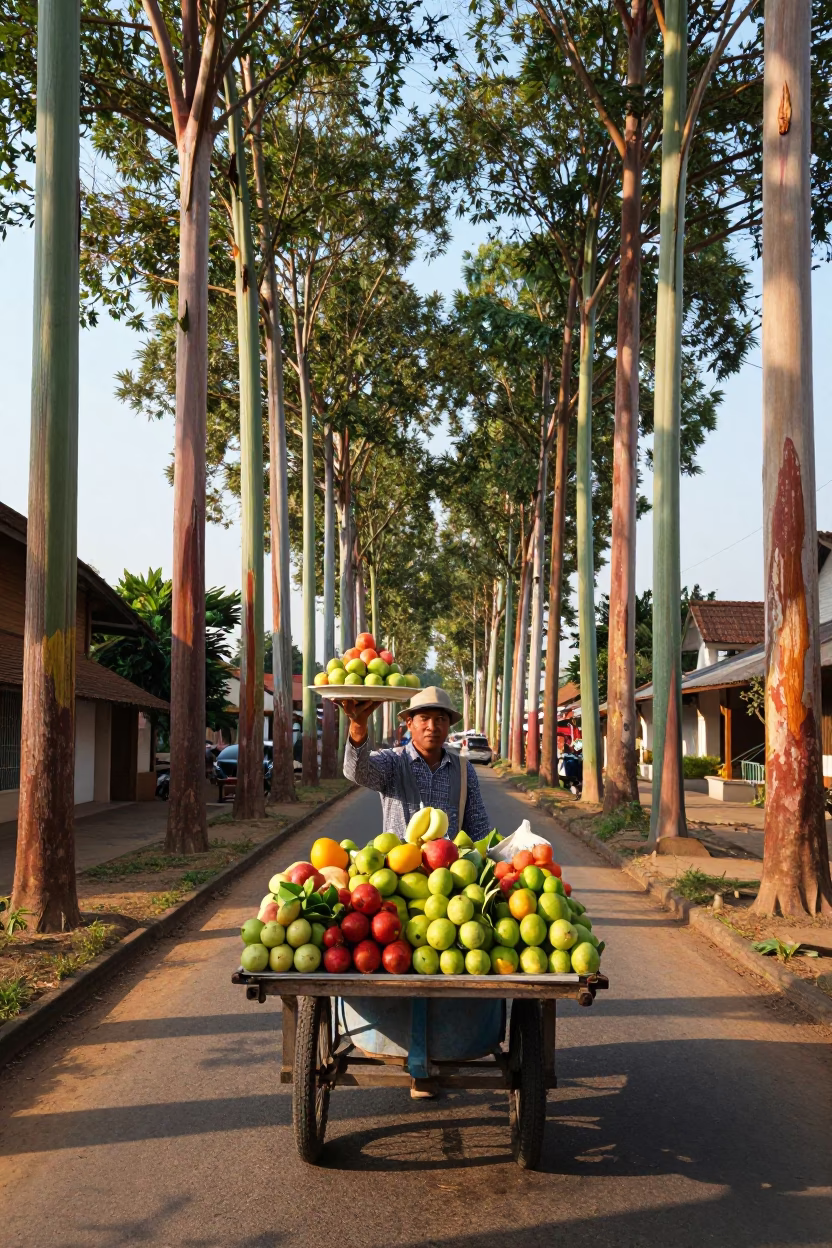 Chiang Mai Serving Fruit at Clear Late-afternoon Light in in Chiang Mai, Thailand