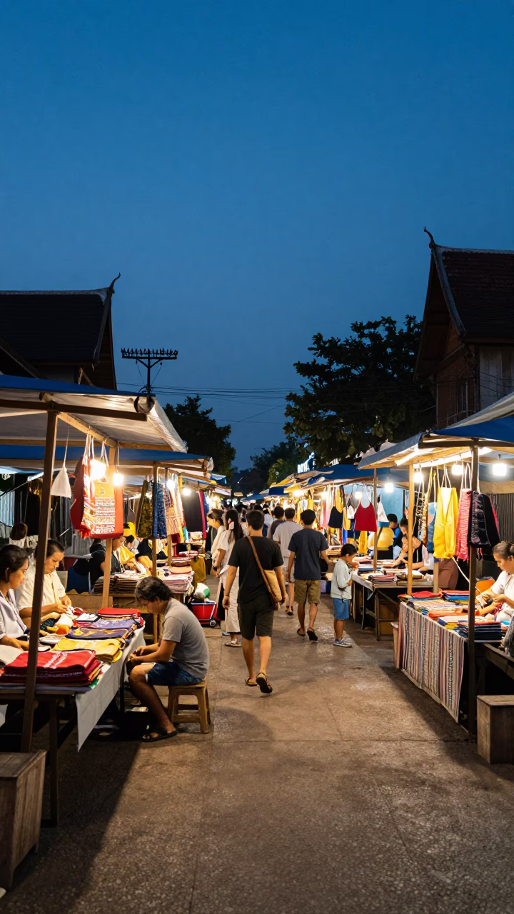 Chiang Mai Vendor Stalls at Blue Hour in in Chiang Mai, Thailand