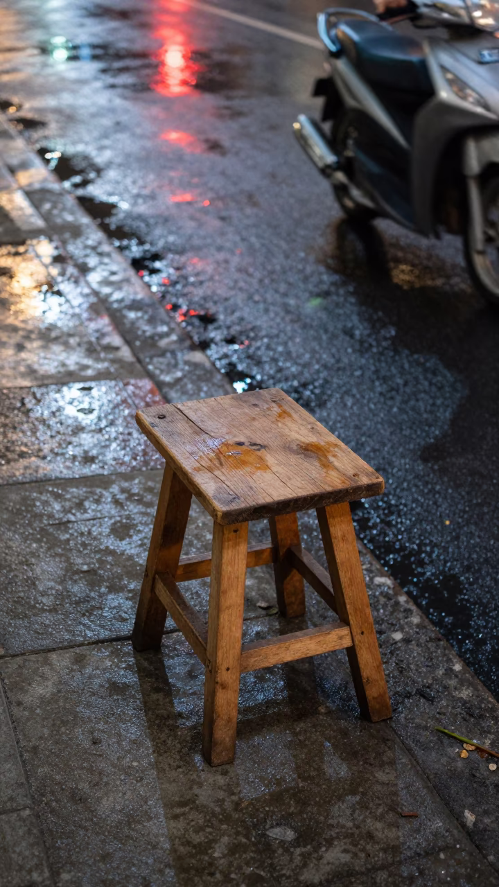 Chiang Mai Wooden Stool in in Chiang Mai, Thailand