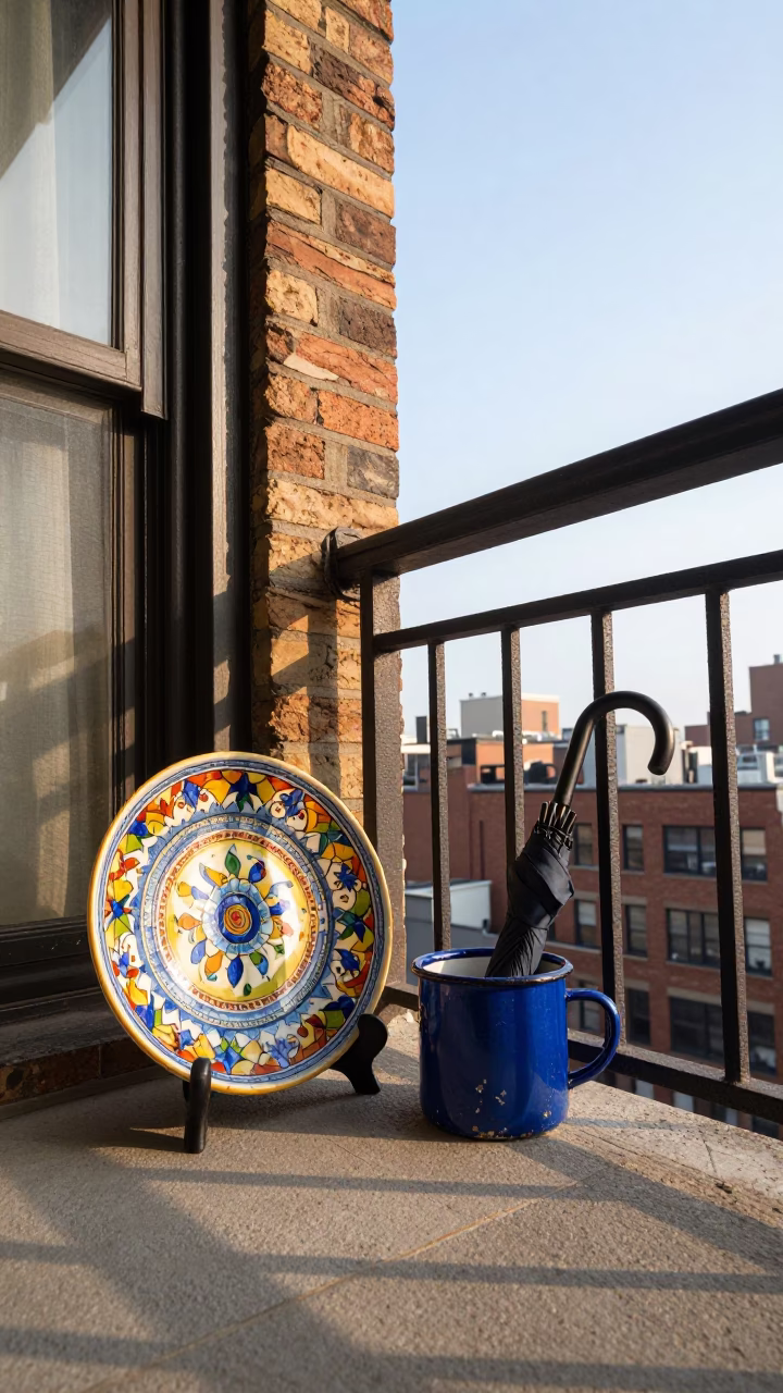 Chicago Apartment Balcony Afternoon Light and Urban Details in in Chicago, Illinois, United States