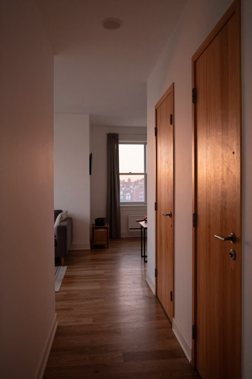 Chicago Apartment Interior at Copper-toned Light Before Dusk in in Chicago, Illinois, United States
