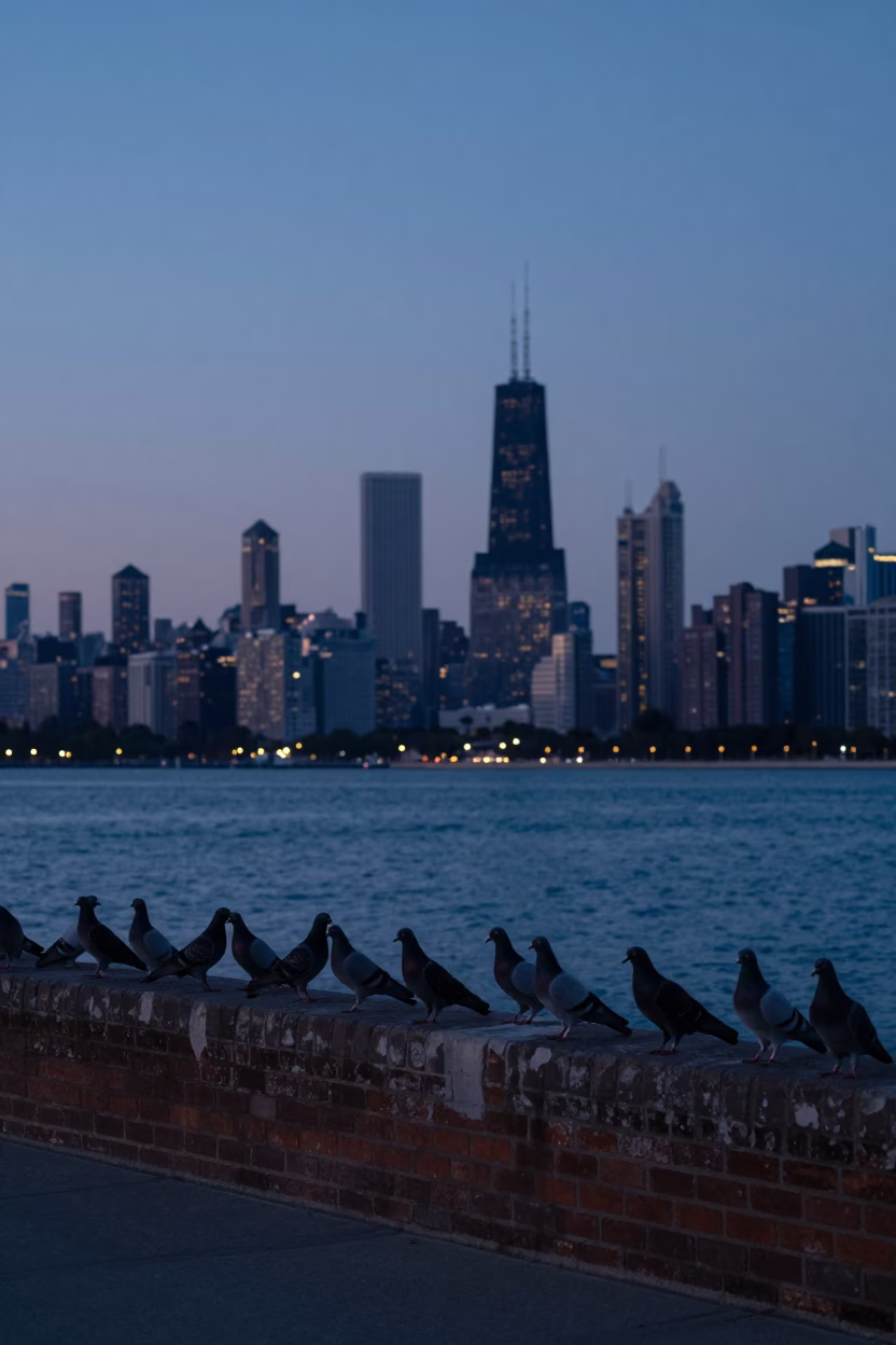 Chicago Dawn Scene at Nautical Dawn Light in in Chicago, Illinois, United States