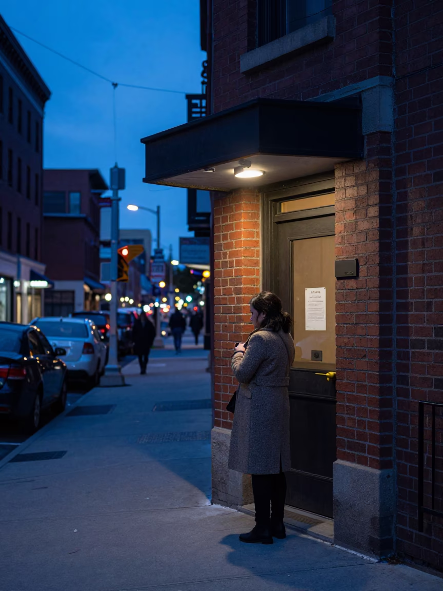 Chicago Evening Blue Hour Street Scene with Sewing Tool and Urban Details in in Chicago, Illinois, United States