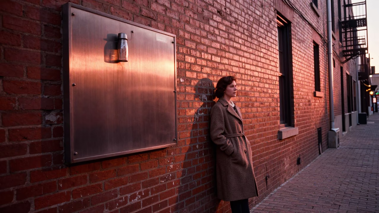 Chicago Illinois Brick Alleyway with Brushed Steel and Jam Jar Before Dusk in in Chicago, Illinois, United States