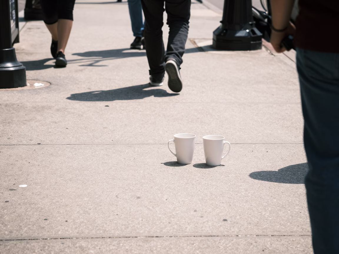 Chicago Illinois Midday Street Scene with Coffee Mugs and Urban Details in in Chicago, Illinois, United States