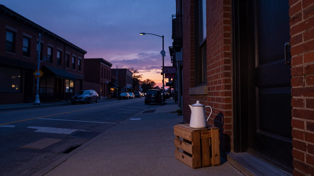 Chicago Illinois Nautical Dawn Street Scene with Vintage Elements in in Chicago, Illinois, United States