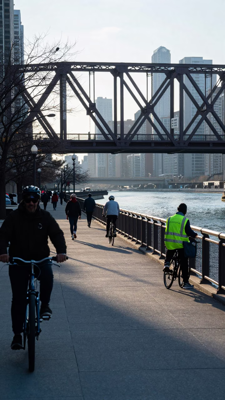 Chicago Lakefront Trail Morning Commute with Manakeesh Breakfast in in Chicago, Illinois, United States