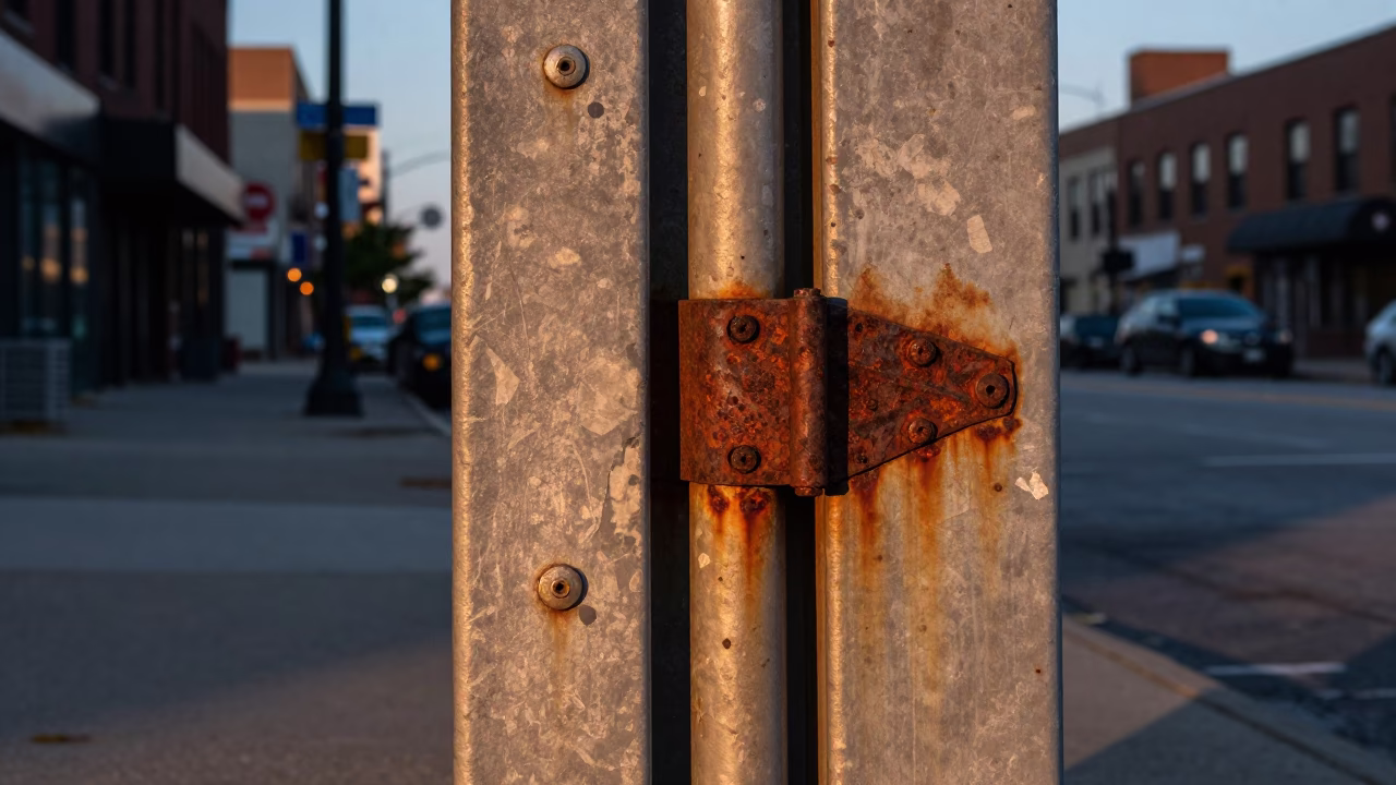 Chicago Nautical Dawn Street Scene with Rusty Hinges and Urban Texture in in Chicago, Illinois, United States