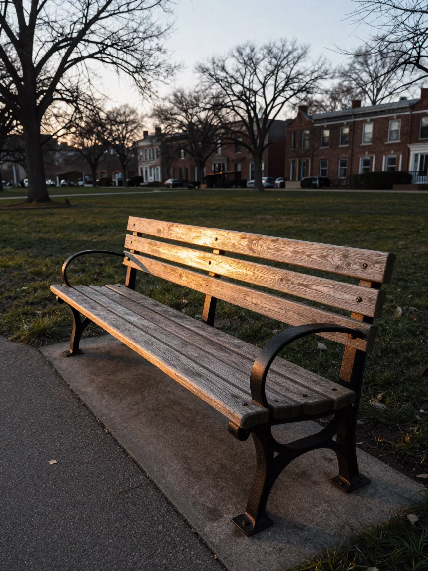 Chicago Neighborhood Park at Golden Hour in in Chicago, Illinois, United States