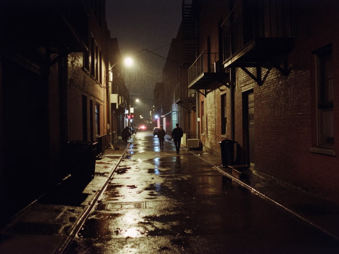 Chicago Night Street Scene with Condensation and Urban Details in in Chicago, Illinois, United States