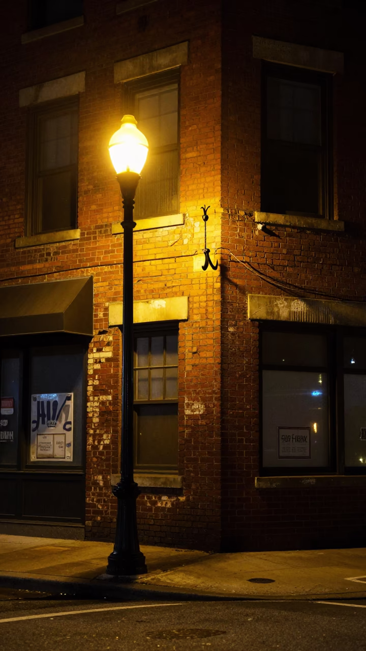 Chicago Night Street Scene with Iron Hook and Vintage Elements in in Chicago, Illinois, United States