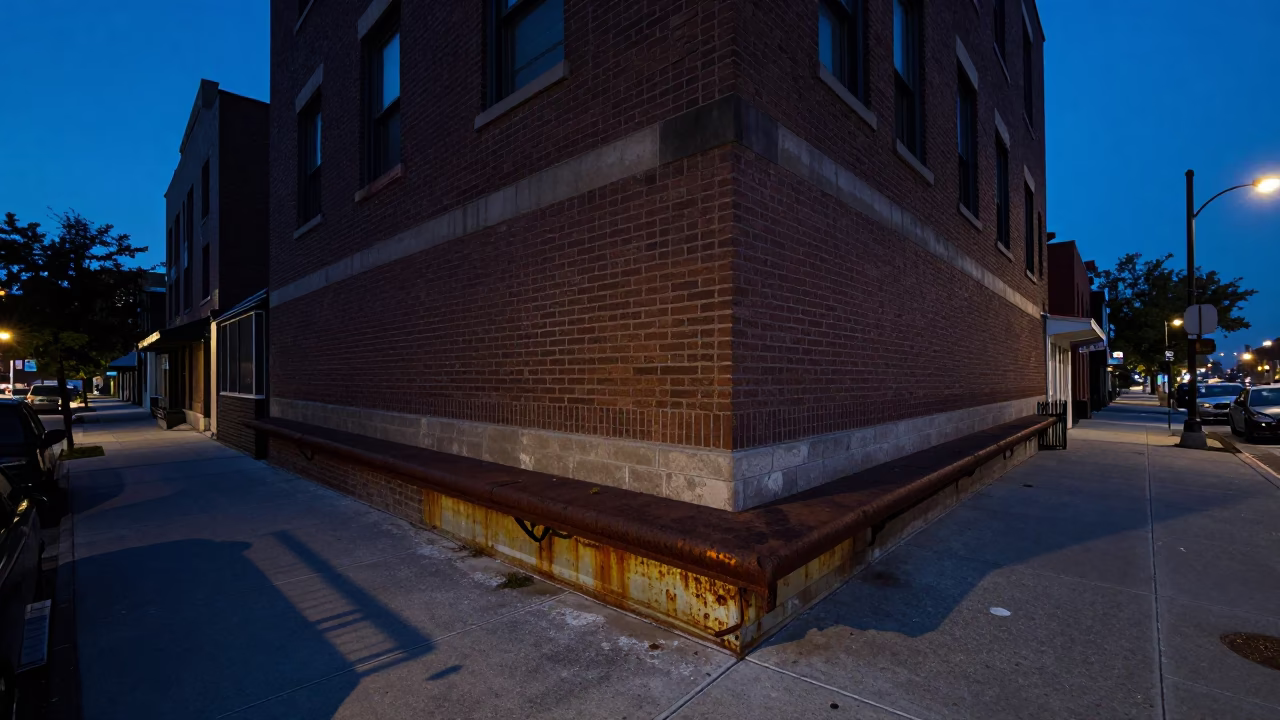 Chicago Street Corner at Indigo Twilight After Sunset in in Chicago, Illinois, United States
