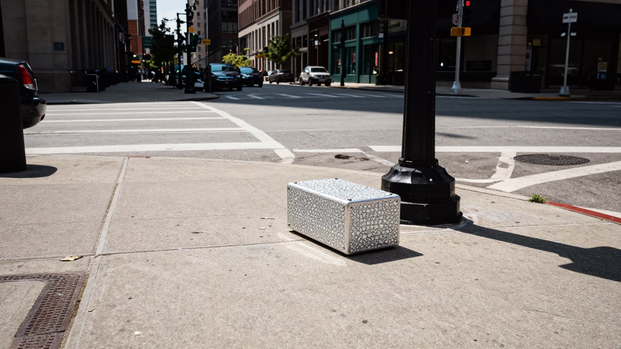 Chicago Street Corner Noon Light with Shoebox and Diamond Ring Discovery in in Chicago, Illinois, United States