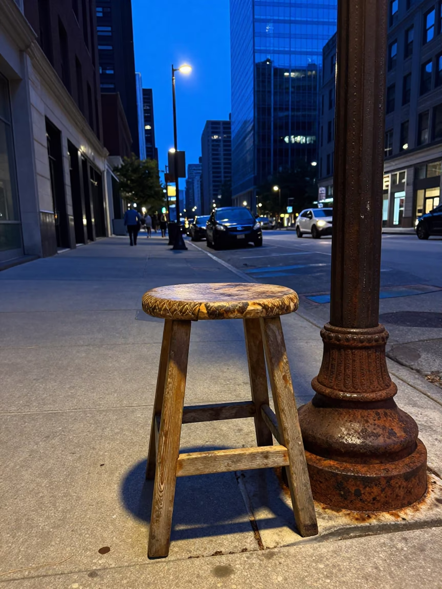Chicago Street Photography at The Last Blue Light Of Evening in in Chicago, Illinois, United States