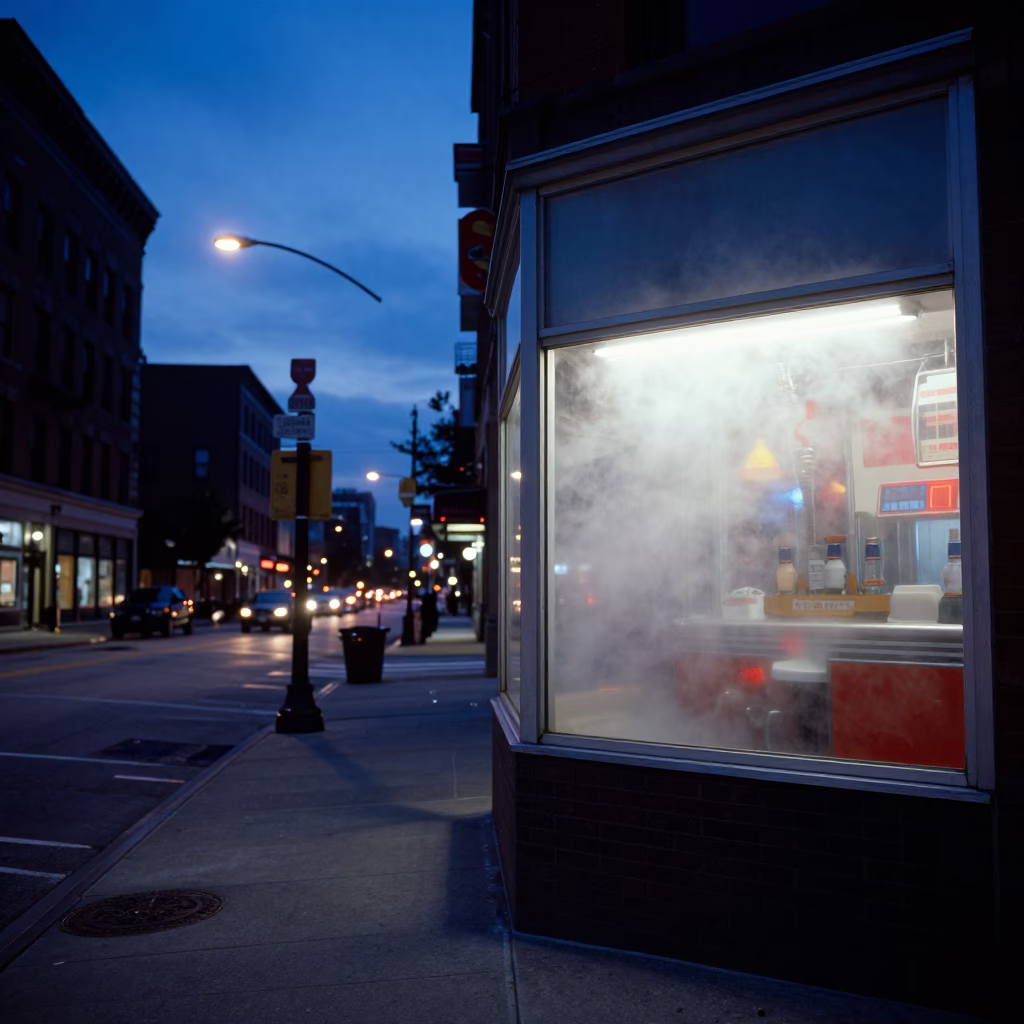 Chicago Street Scene at Indigo Twilight After Sunset in in Chicago, Illinois, United States