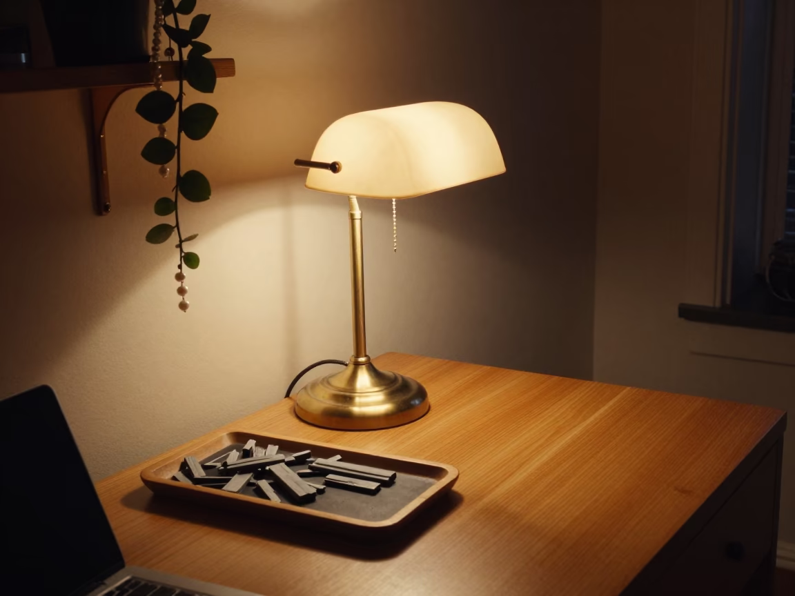 Chicago Student Desk Evening Study Session with Lamp and Books in in Chicago, Illinois, United States