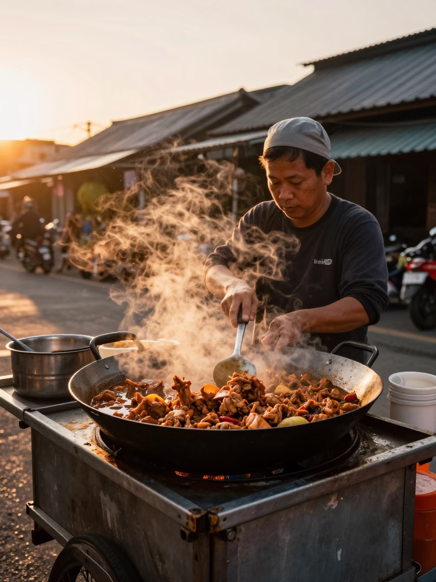Chicken Adobo in Kaohsiung at Golden Hour in in Kaohsiung, Taiwan