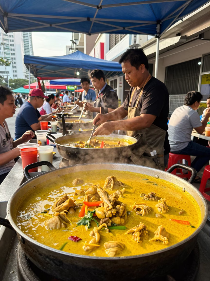 Chicken Curry in Kuala Lumpur at Clear Late-afternoon Light in in Kuala Lumpur, Malaysia