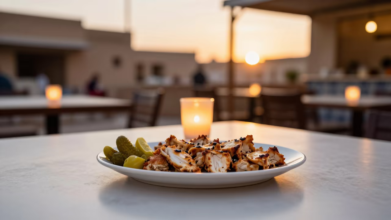 Chicken Shawarma Plate at Tikrit Diner in at a roadside diner table in Tikrit
