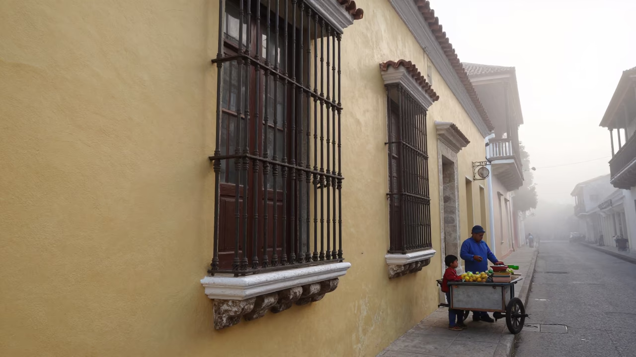 Child at Dawn Light in Cartagena in in Cartagena, Colombia