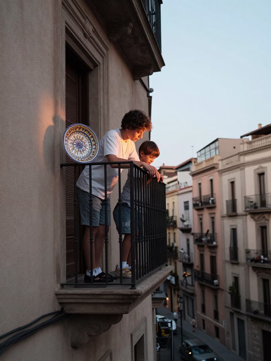 Child at Evening Light in in Barcelona, Spain